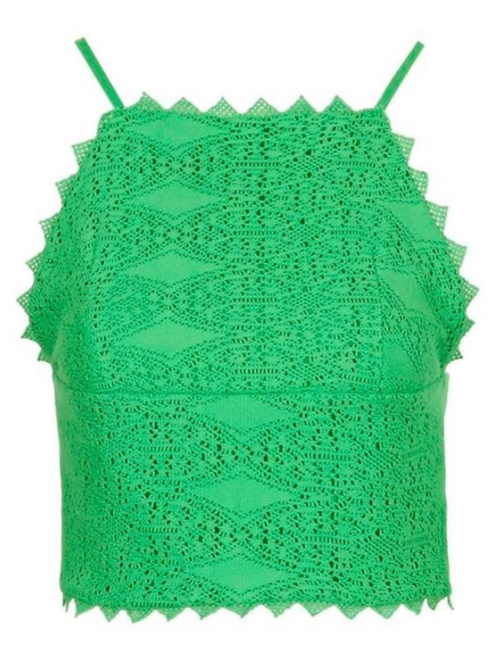 Topshop Green Crochet Cotton Spaghetti Strap Cropped Tank Top - Small/ Size 6